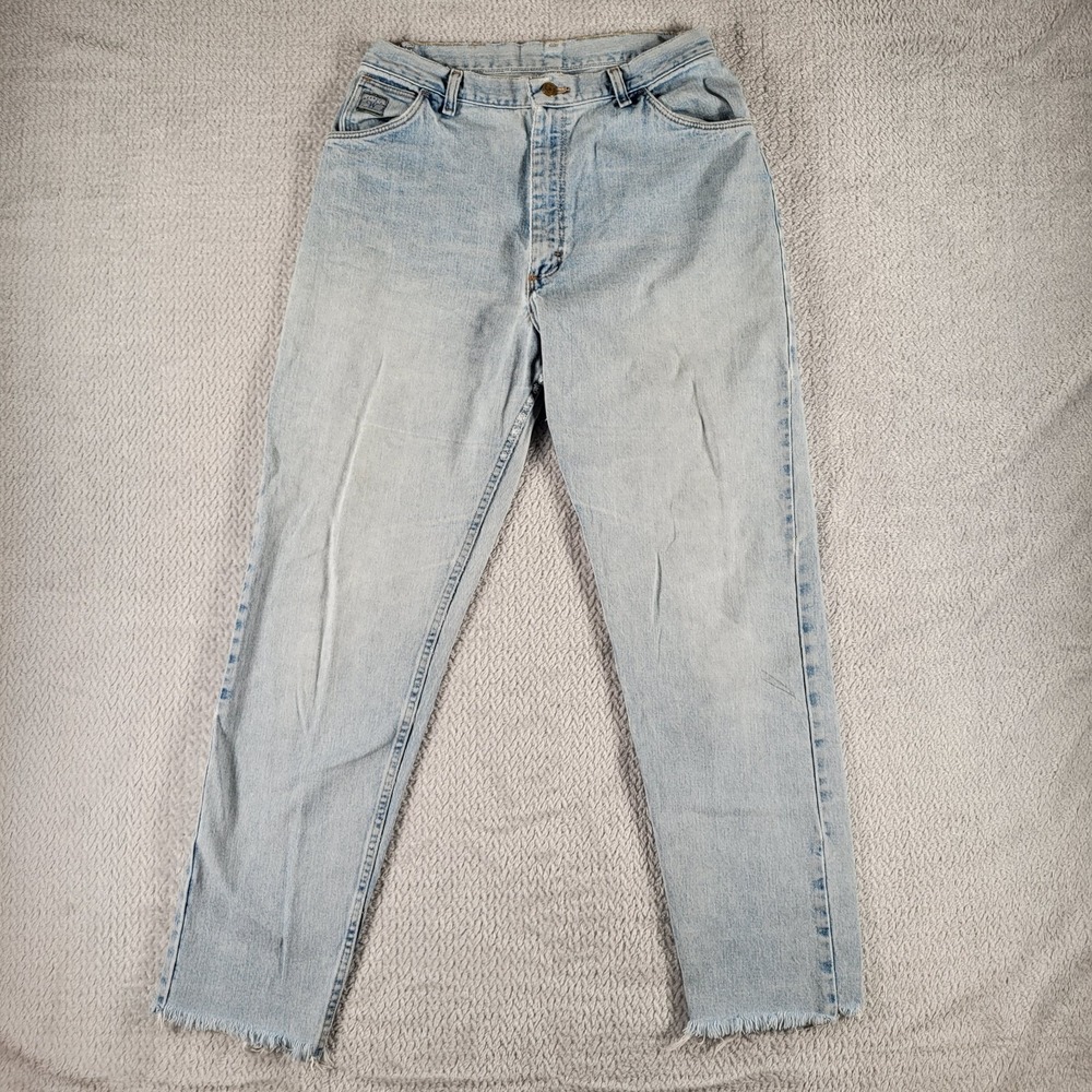 Wrangler for women distressed raw hem blue jeans size 10 (waist 32)
